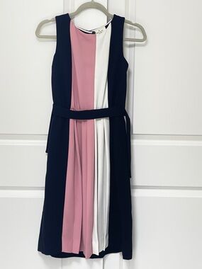 kate spade Colorblock Pleated Dress in Navy, Pink & White